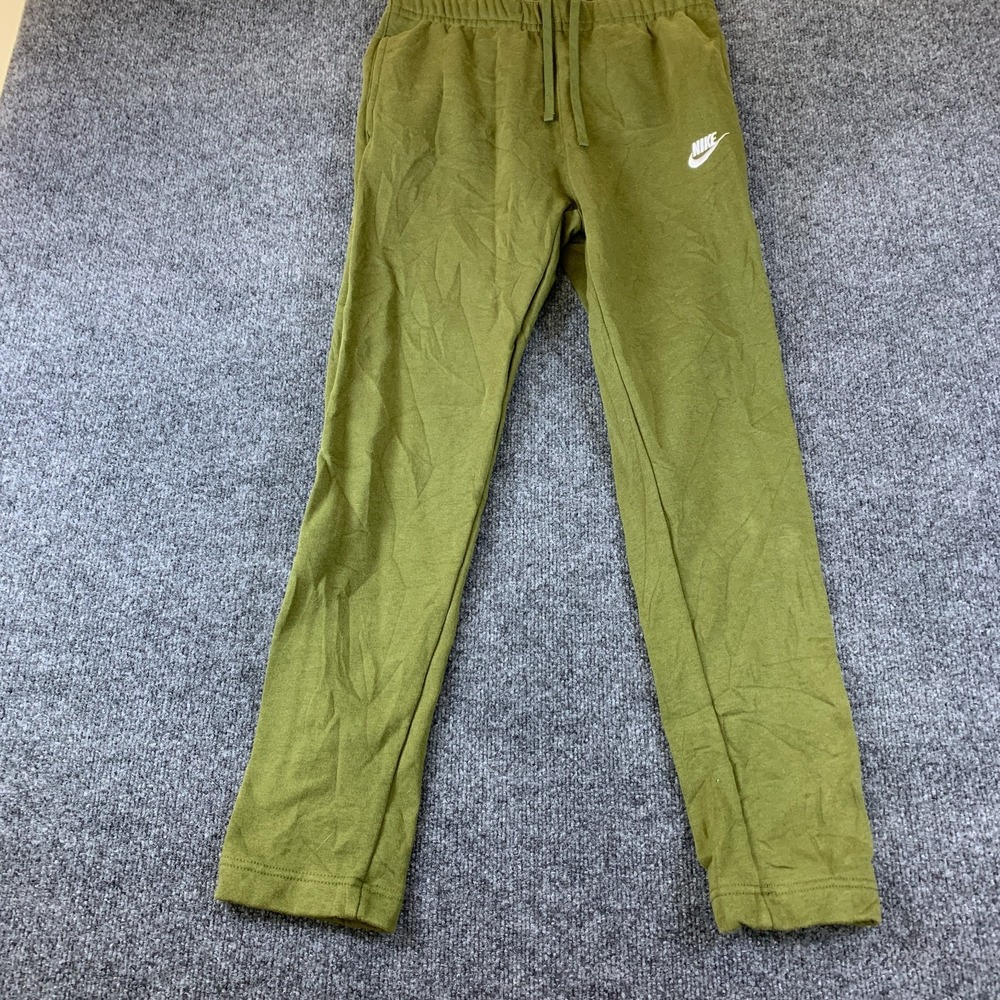 Nike Sportswear Club Sweatpants Men 30x26 Green Fleece Lined Cotton Straight Leg